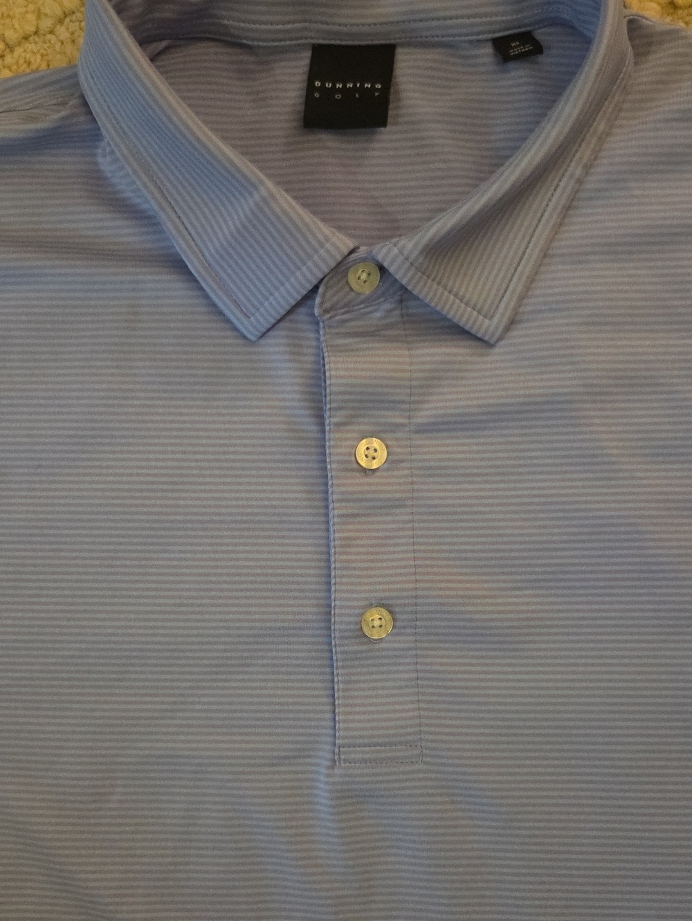 Dunning Light Blue & Purple Micro Striped Golf Polo, M